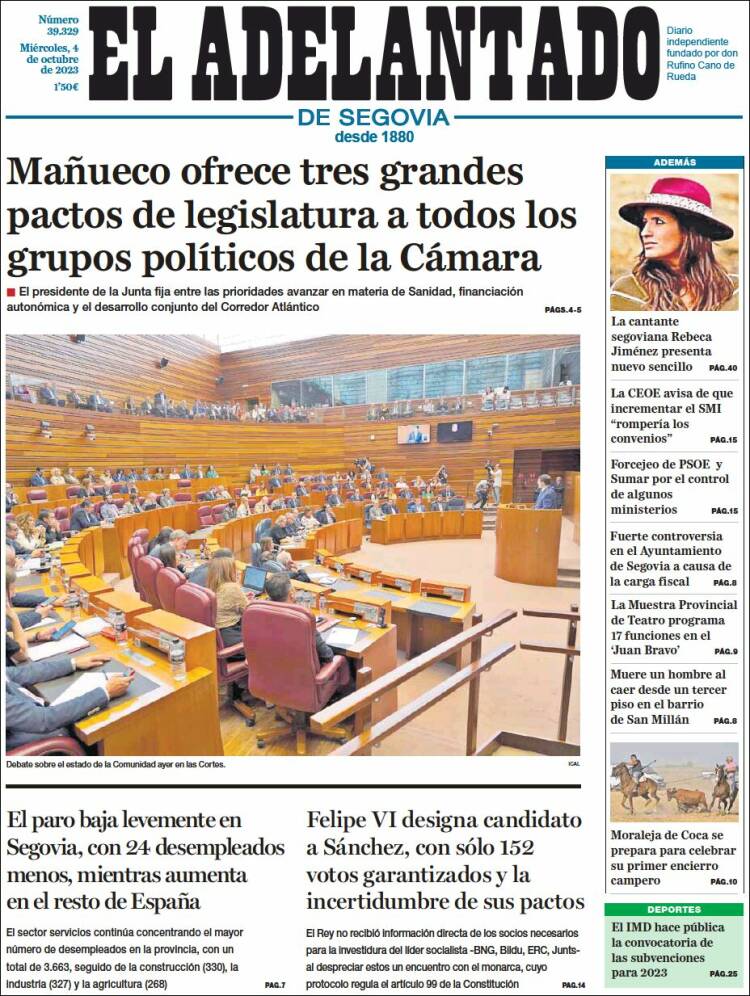 Portada de El Adelantado de Segovia (Spain)