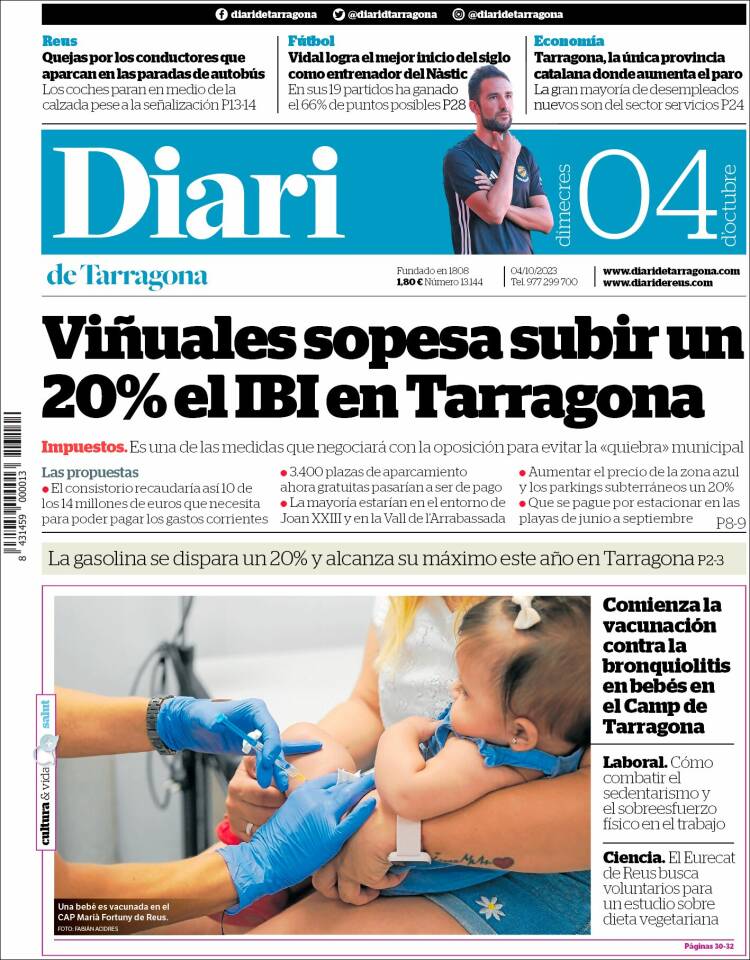 Portada de Diari de Tarragona (Spain)