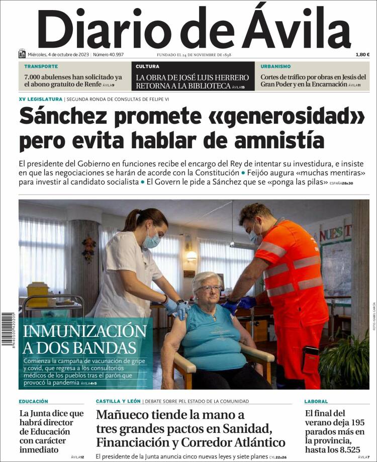 Portada de Diario de Ávila (Spain)