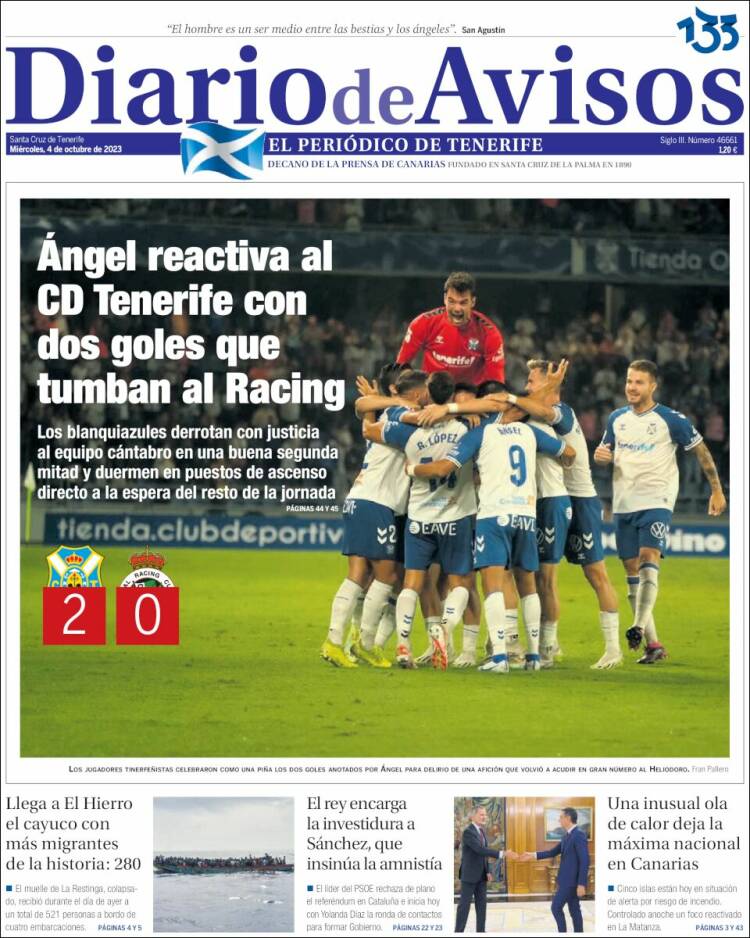 Portada de Diarios de Avisos (Spain)