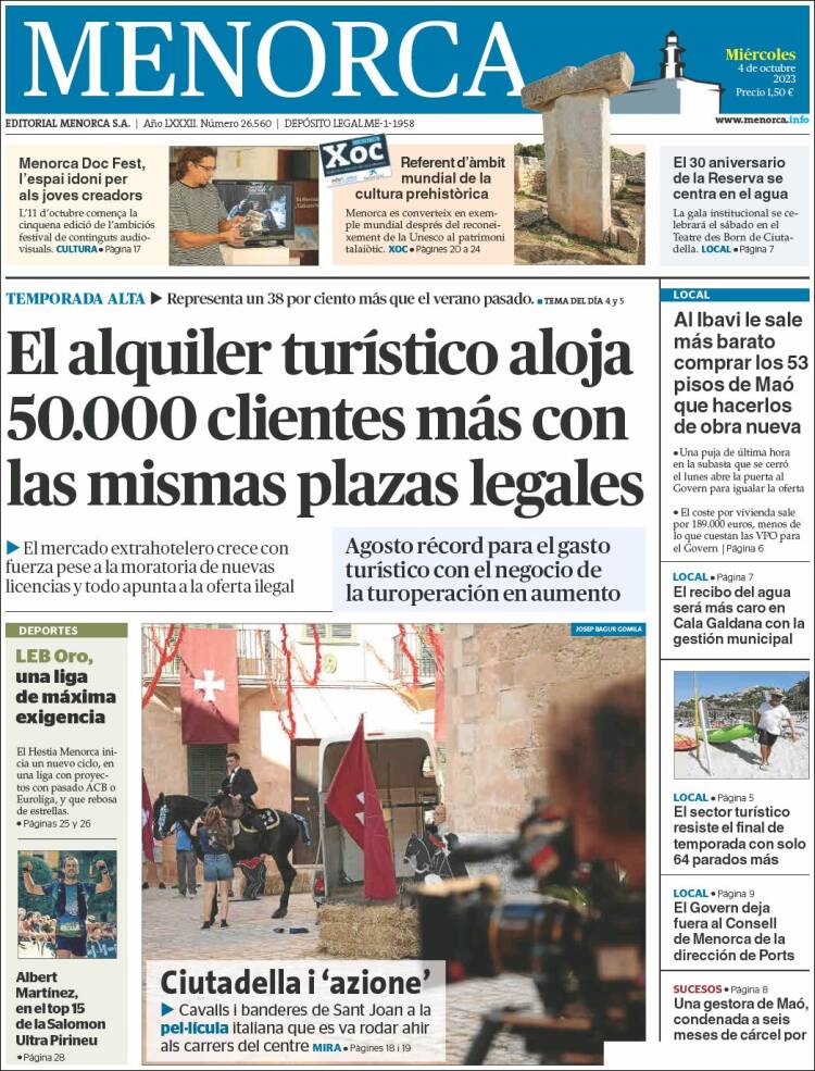 Portada de Menorca - Diario Insular (Spain)