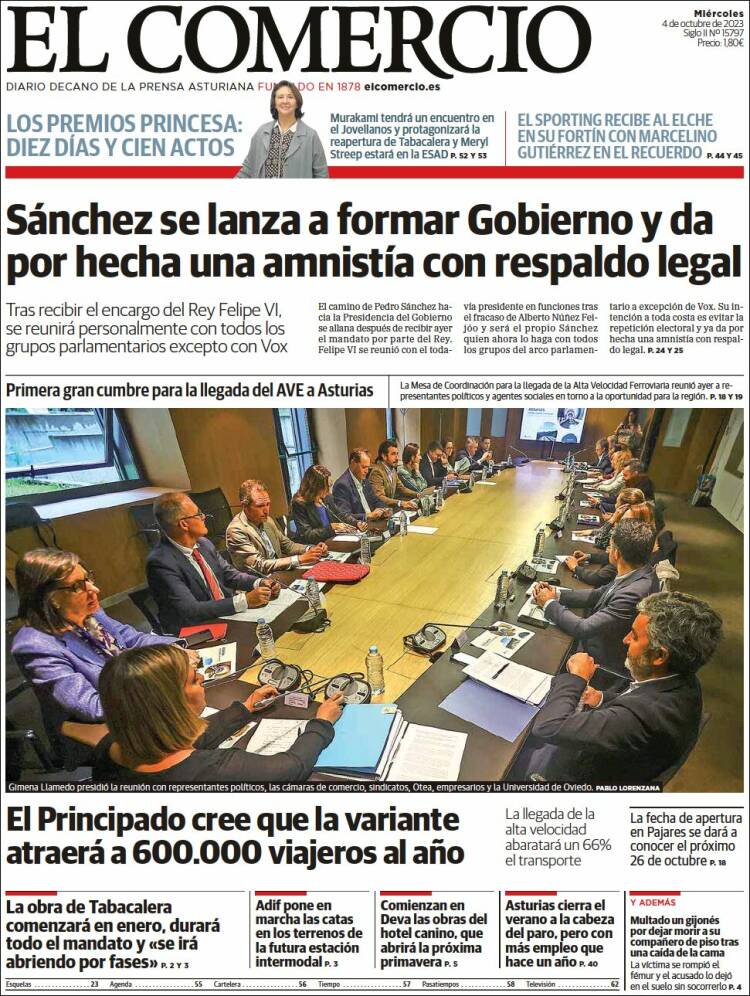 Portada de El Comercio - Gijón (Spain)