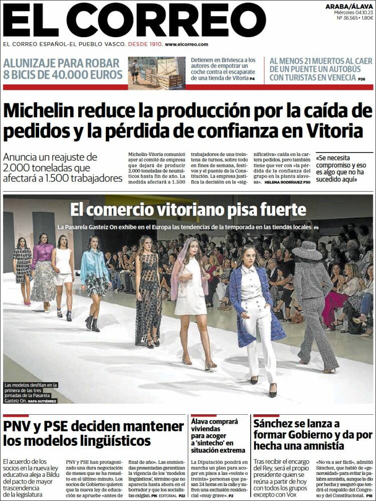 Portada de El Correo - Álava (Spain)