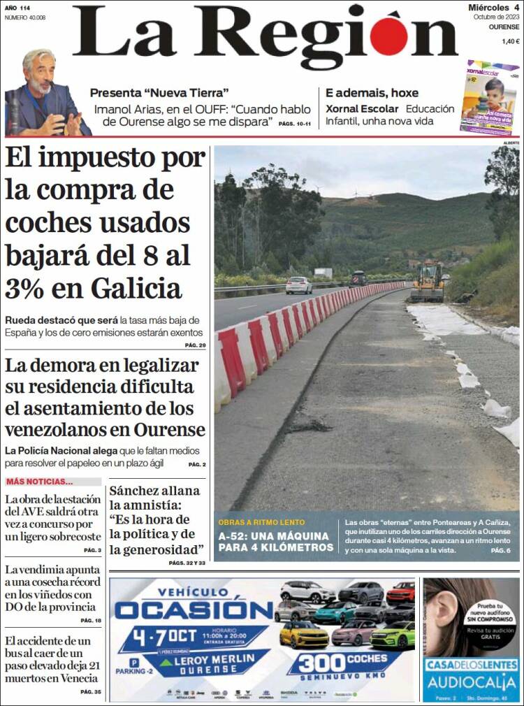 Portada de La Región de Ourense (Spain)
