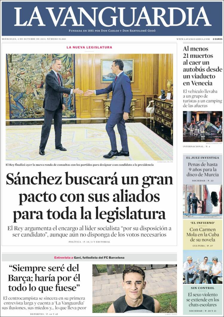 Portada de La Vanguardia (Spain)