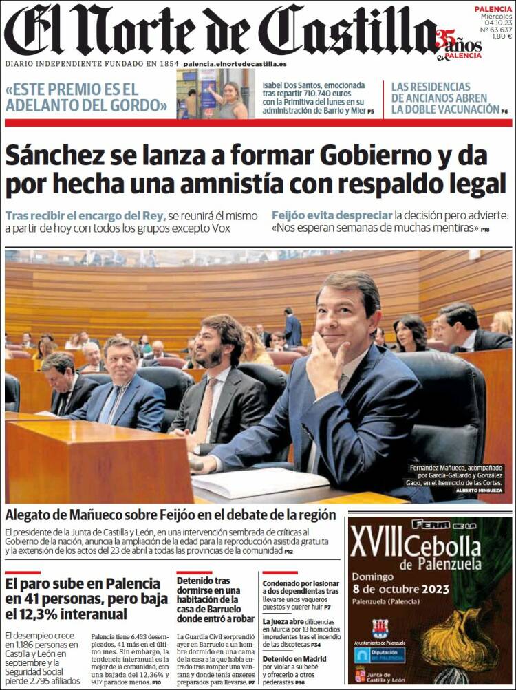 Portada de Norte de Castilla - Palencia (Spain)