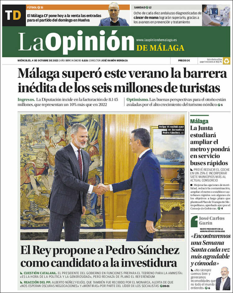 Portada de La Opinión de Málaga (Spain)