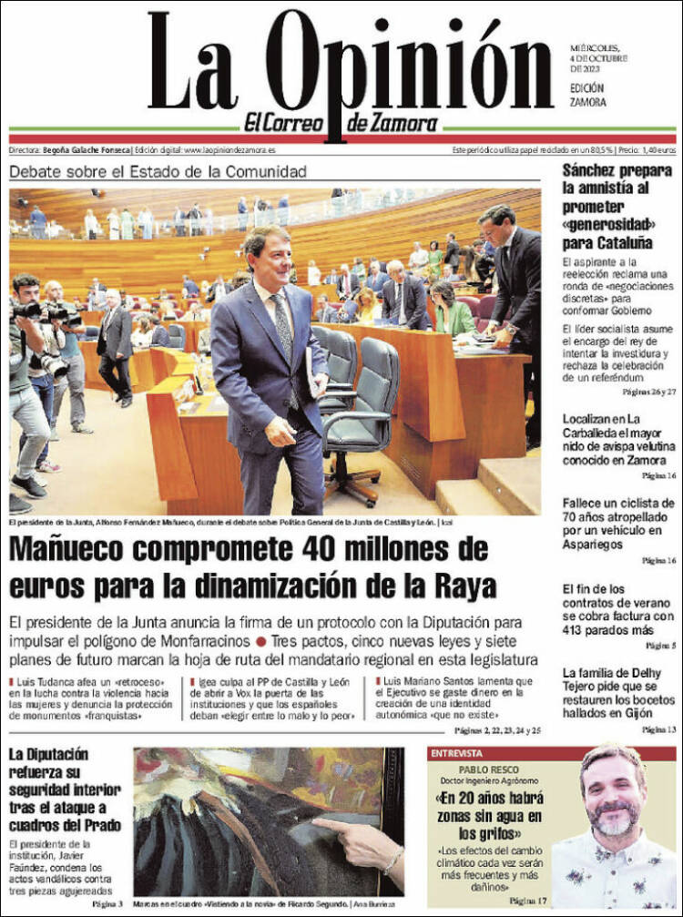 Portada de La Opinión - El Correo de Zamora (Spain)