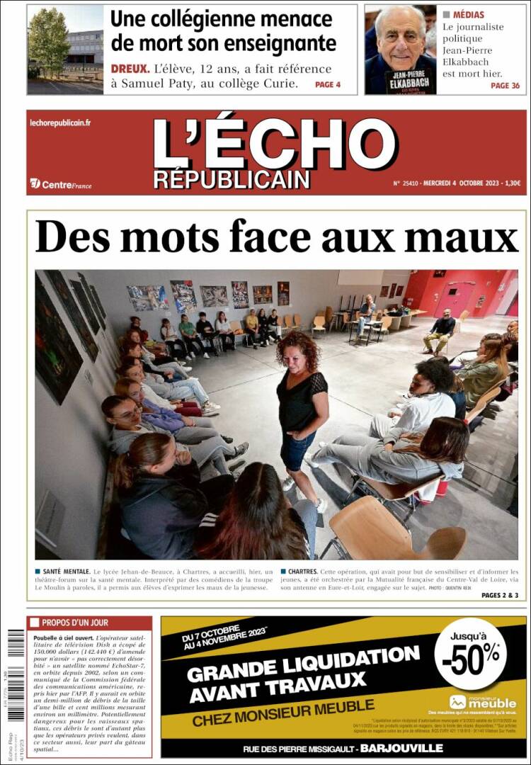 Portada de L'Echo Républicain (Francia)