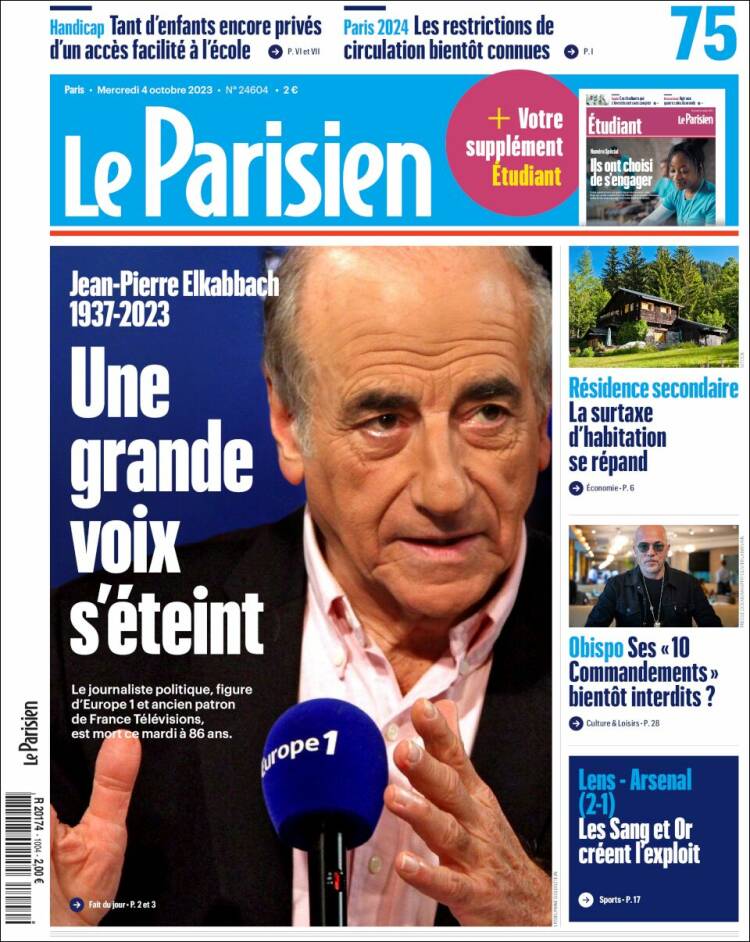 Portada de Le Parisien (Francia)