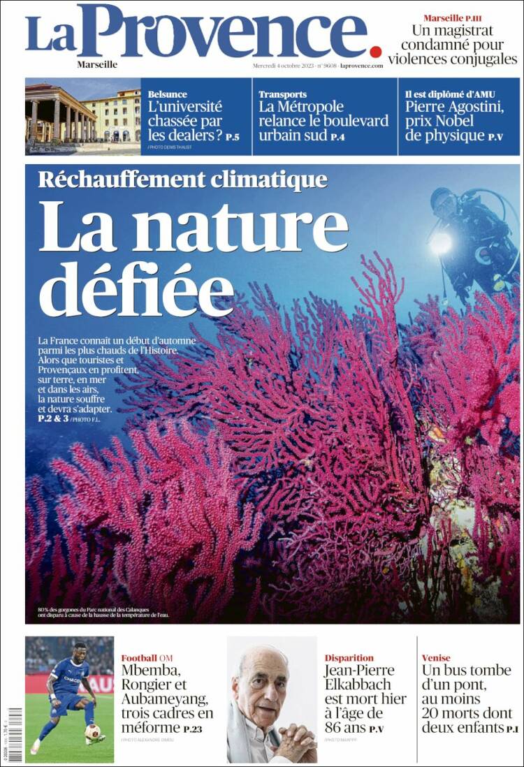 Portada de La Provence (Francia)