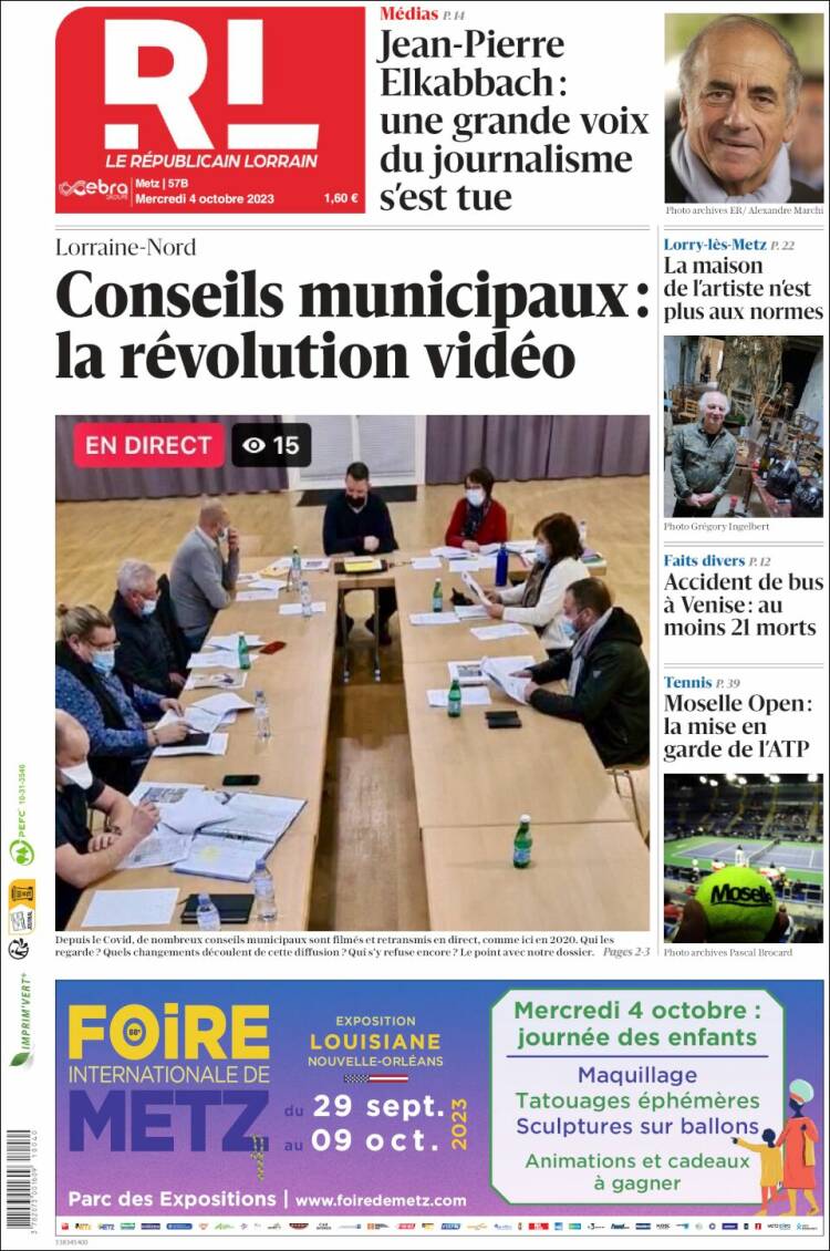 Portada de Le Republicain Lorrain (Francia)