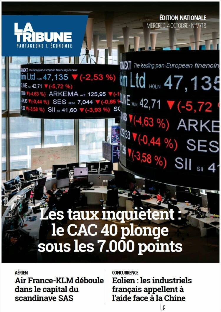 Portada de La Tribune (Francia)