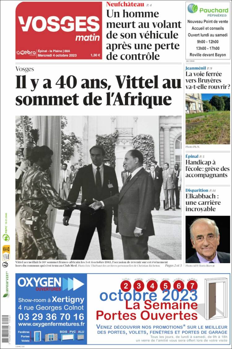 Portada de Vosges Matin (Francia)