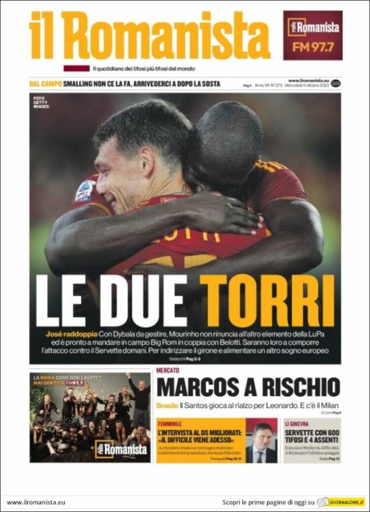 Portada de Romanista (Italia)