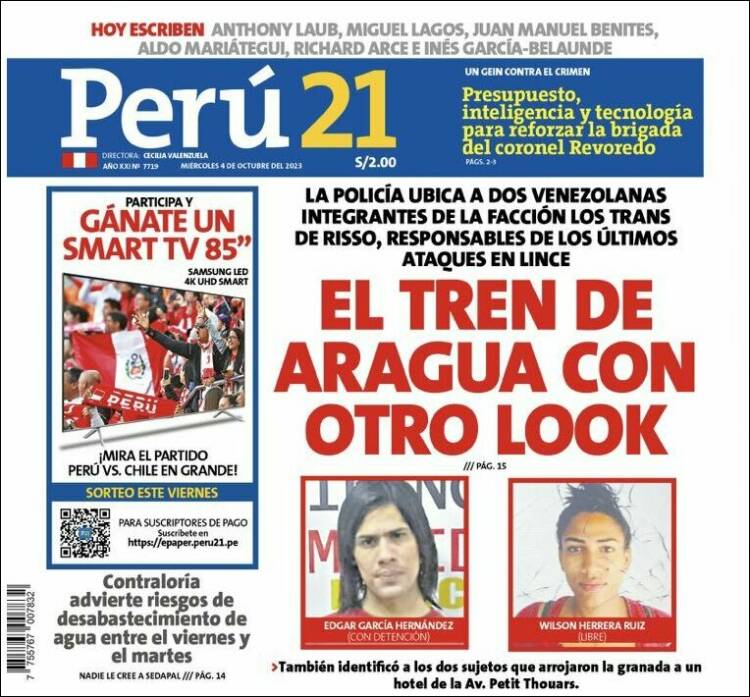 Portada de Perú 21 (Per&uacute;)