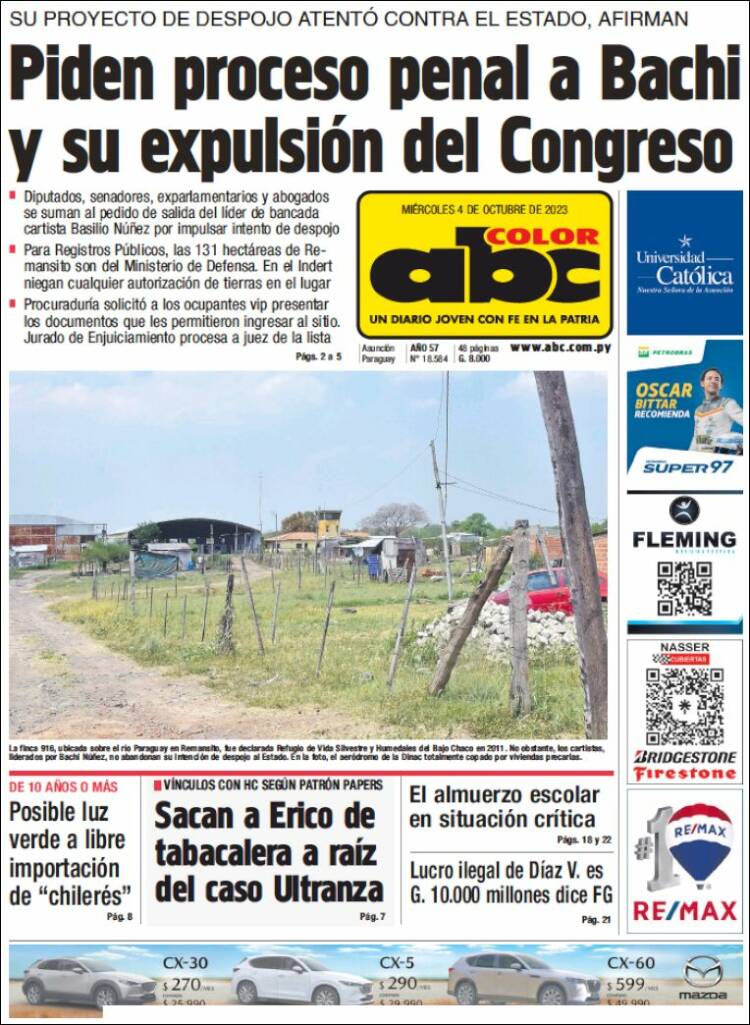 Portada de ABC Color (Paraguay)