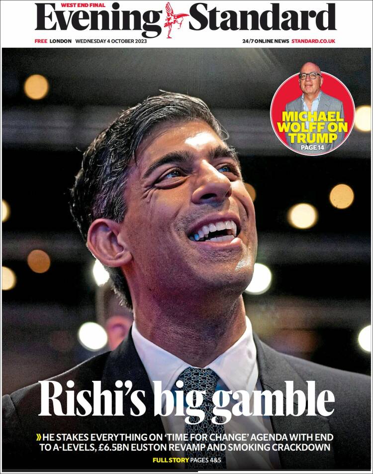 Portada de Evening Standard (Reino Unido)