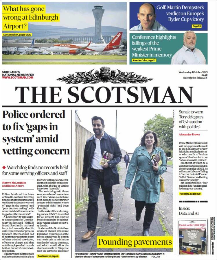 Portada de The Scotsman (Reino Unido)