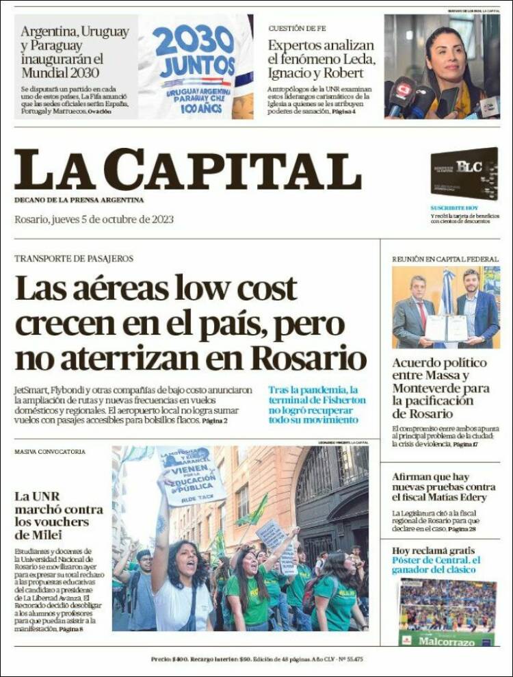 Portada de La Capital - Rosario (Argentina)
