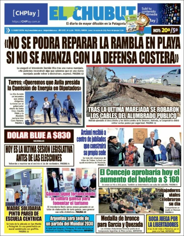 Portada de El Chubut (Argentina)
