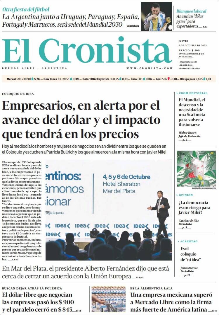 Portada de El Cronista Comercial (Argentina)