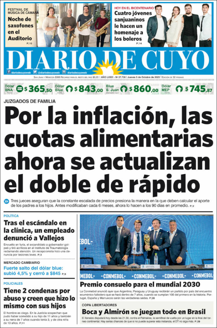 Portada de Diario de Cuyo (Argentina)