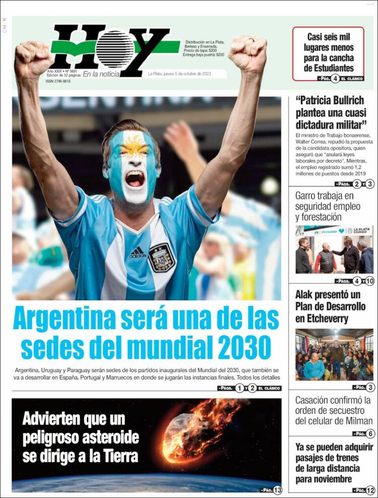 Portada de Diario Hoy (Argentina)