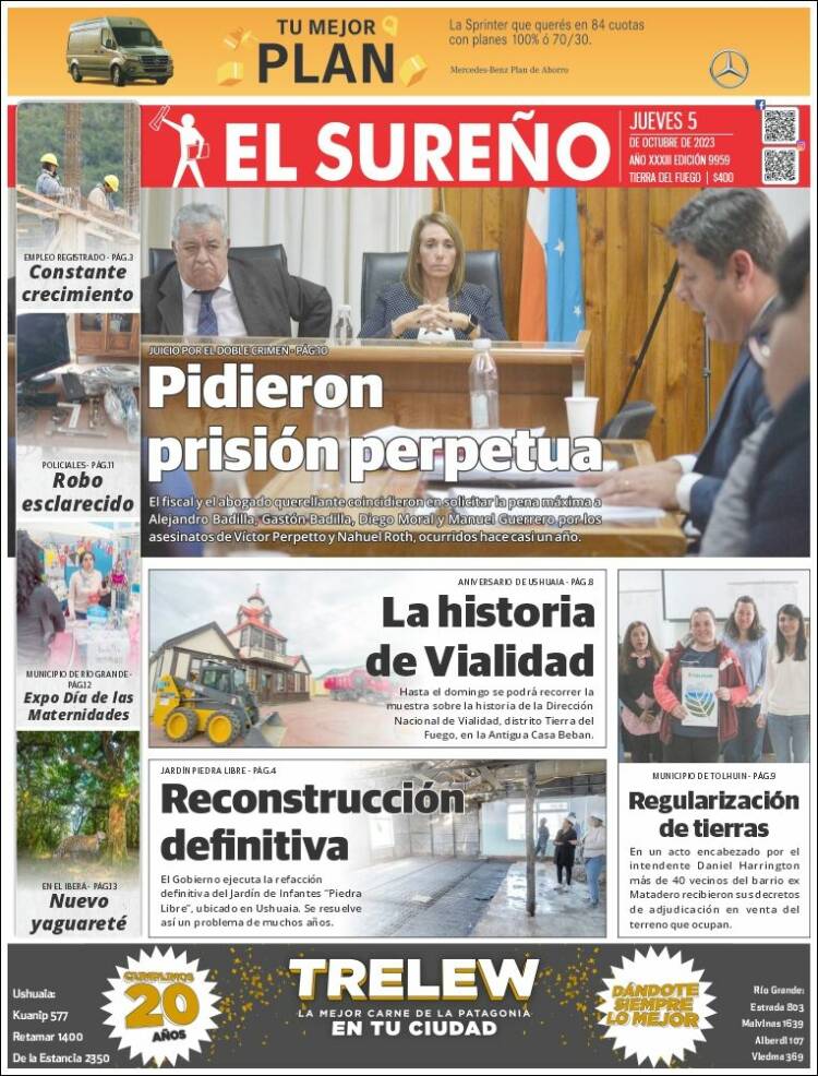 Portada de Diario El Sureño (Argentina)
