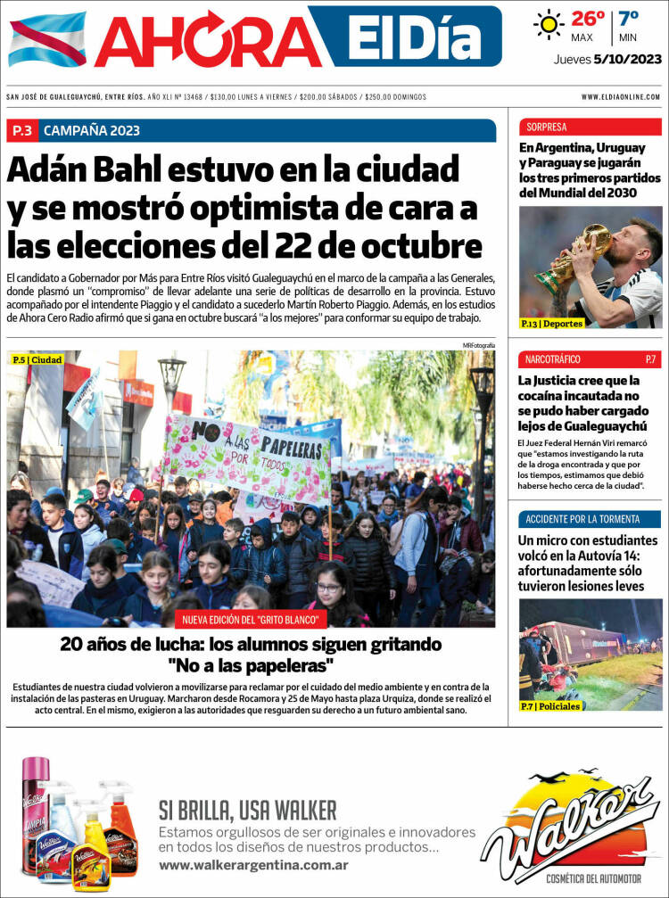 Portada de El Día de Gualeguaychú (Argentina)