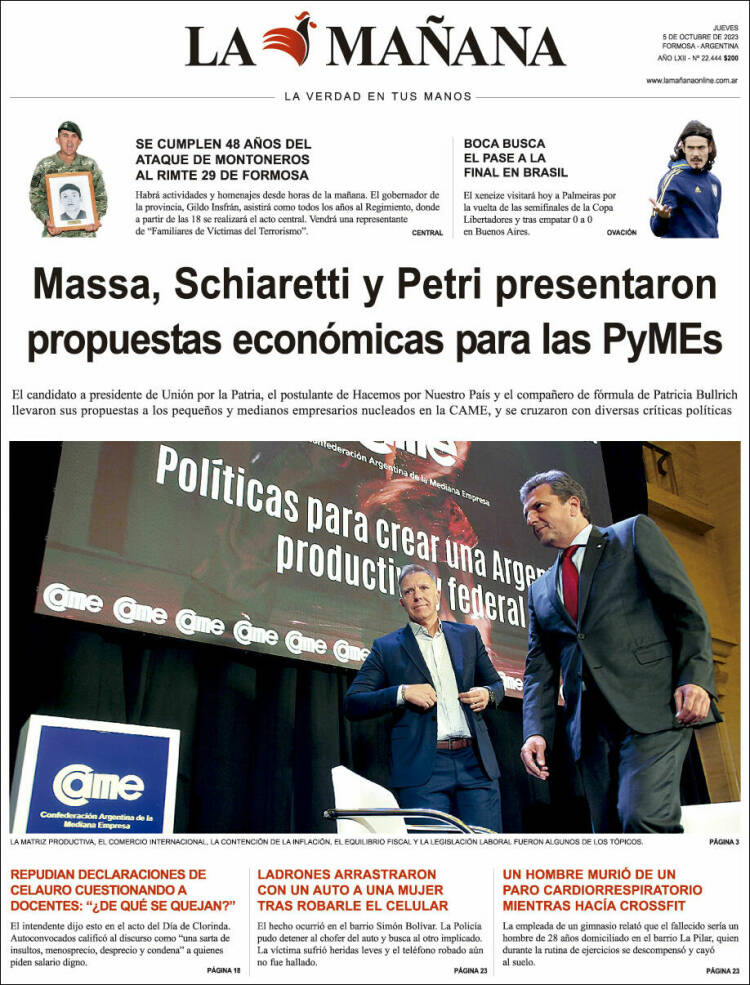 Portada de Diario La Mañana (Argentina)