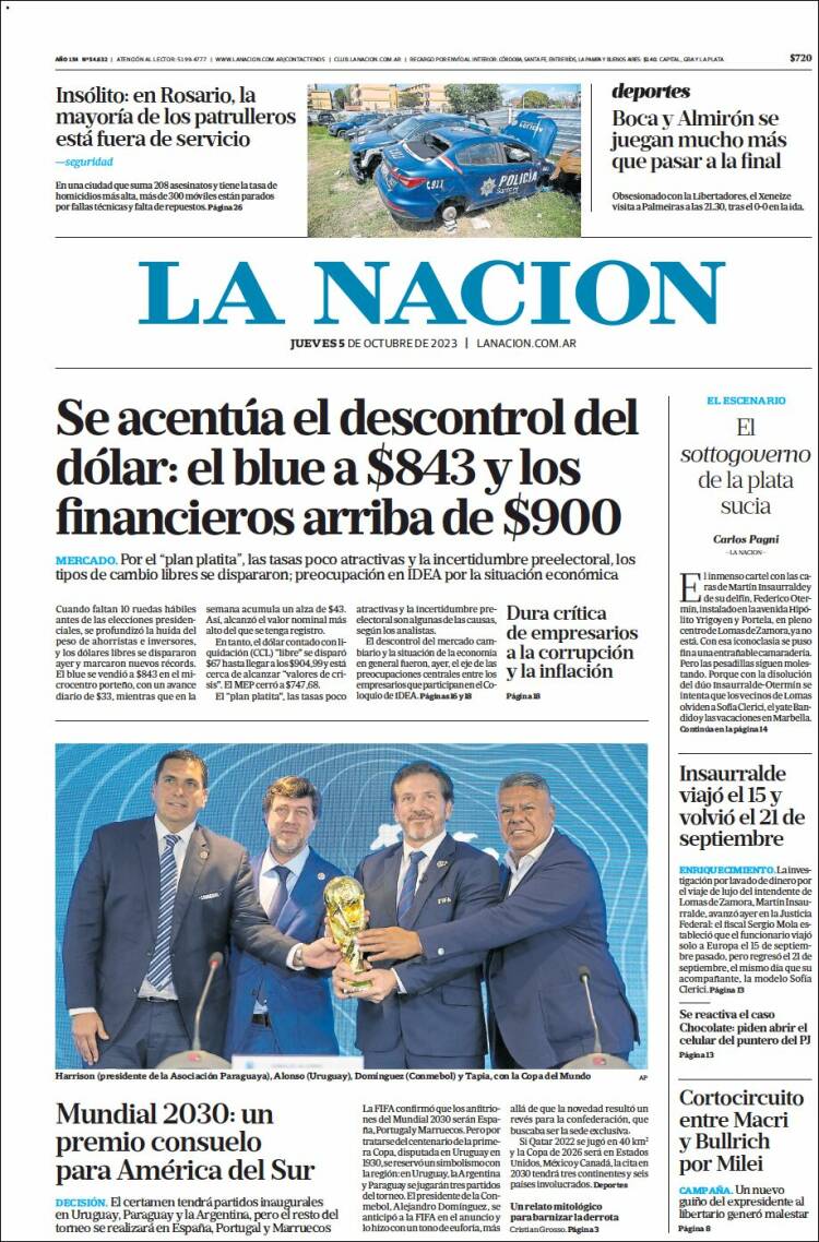 Portada de La Nación (Argentina)