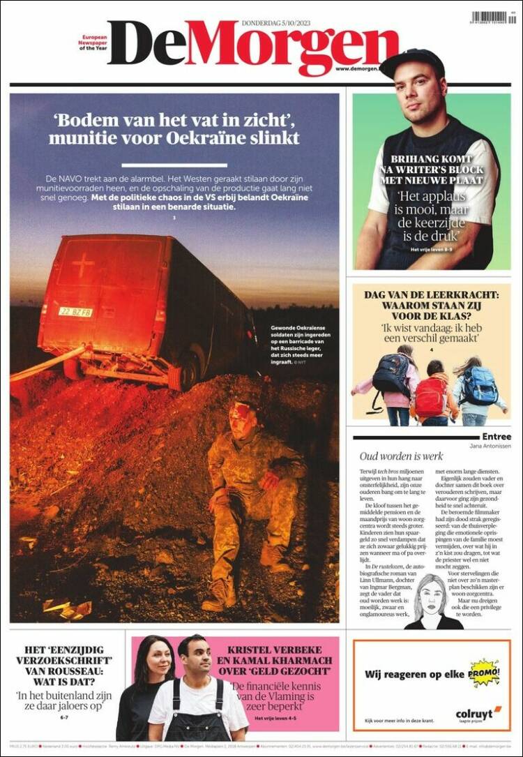 Portada de De Morgen (B&eacute;lgica)
