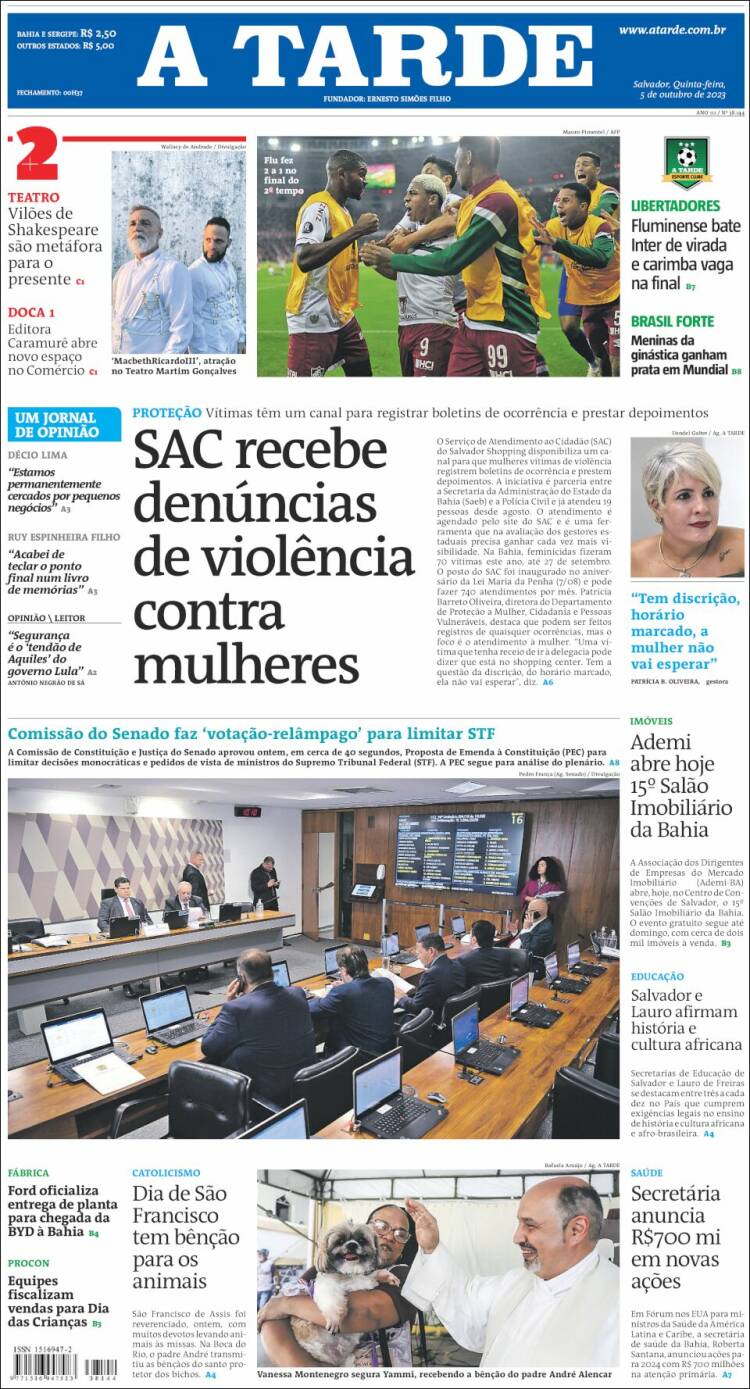 Portada de Diário A Tarde (Brasil)