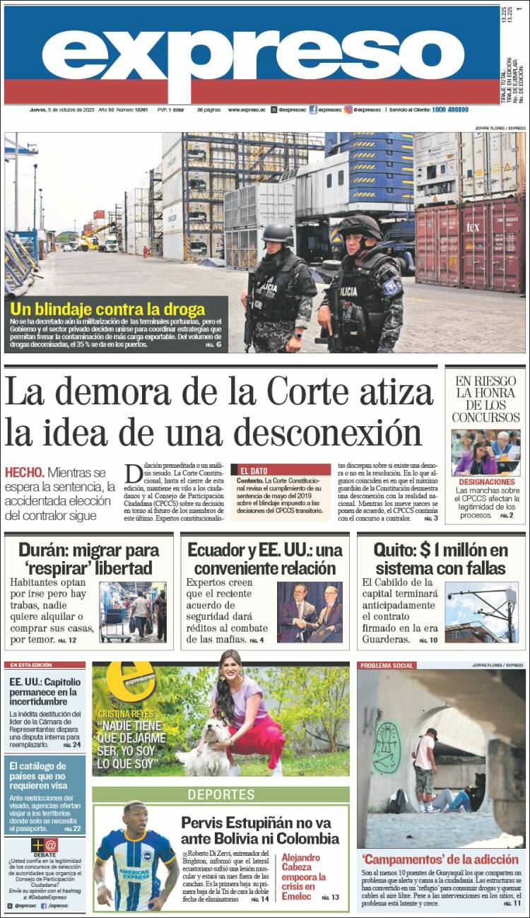 Portada de Expreso (Ecuador)