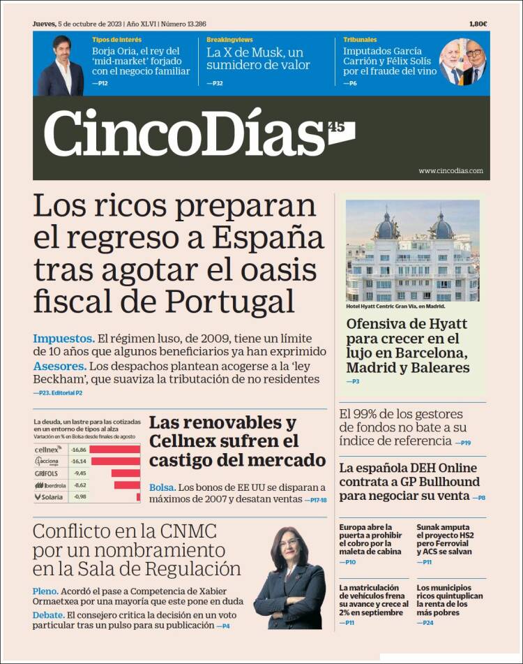 Portada de Cinco Días (Espa&ntilde;a)