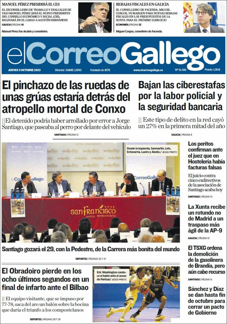 Portada de El Correo Gallego (España)