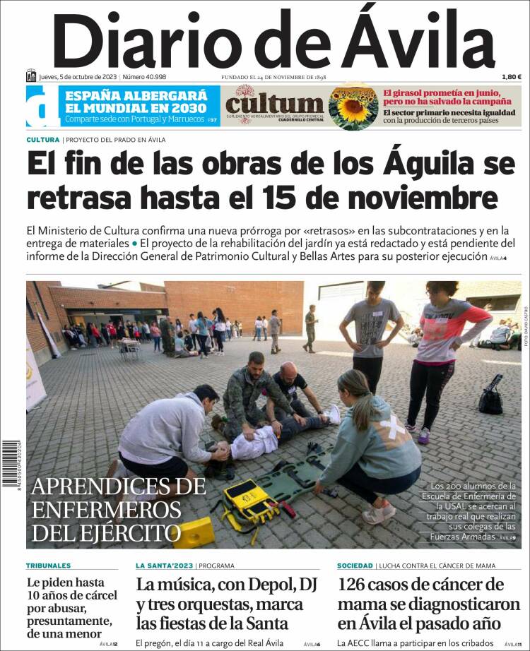 Portada de Diario de Ávila (España)