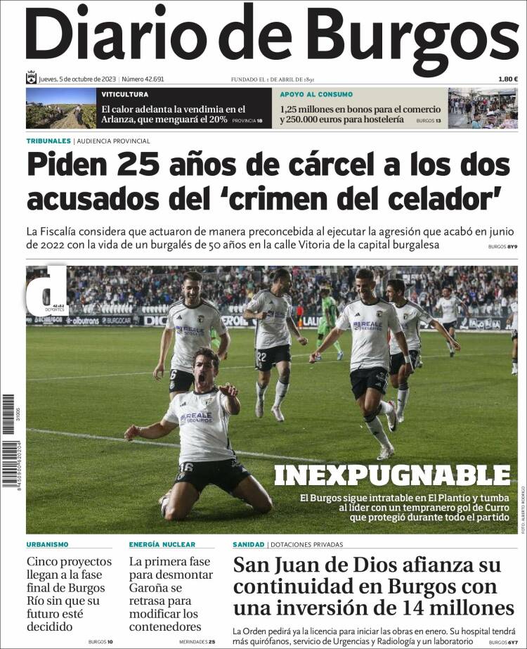 Portada de Diario de Burgos (España)