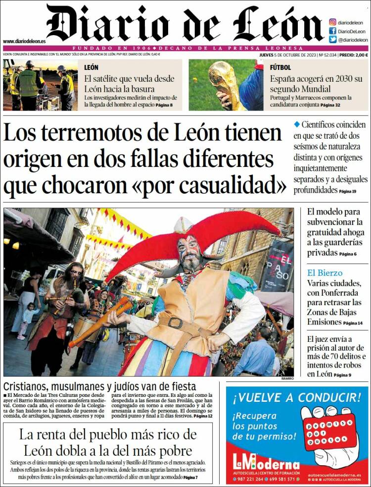 Portada de Diario de León (España)