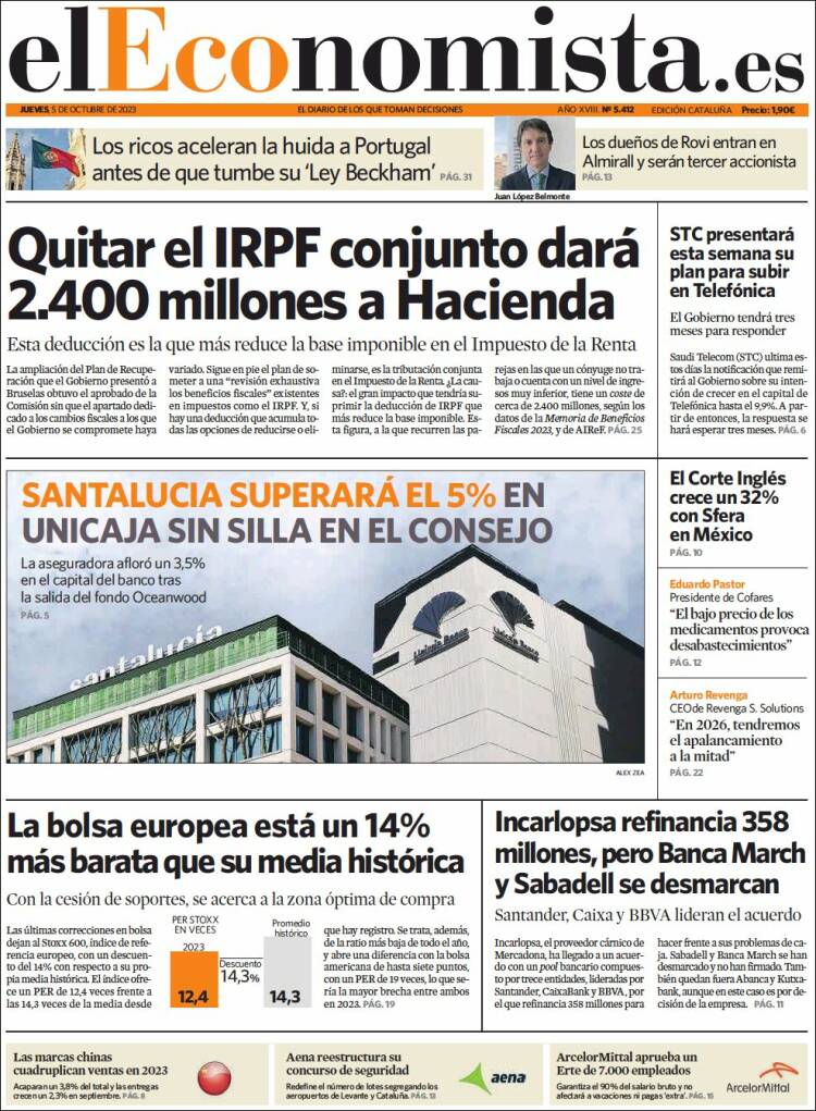 Portada de El Economista (Espa&ntilde;a)