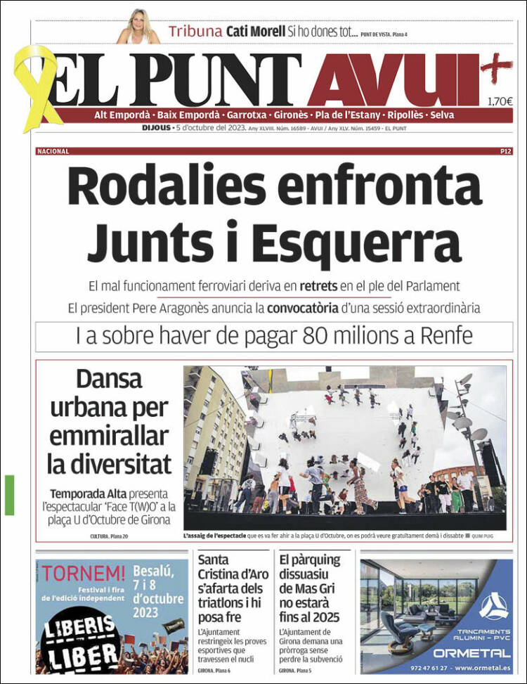 Portada de El Punt Avui - Girona (España)