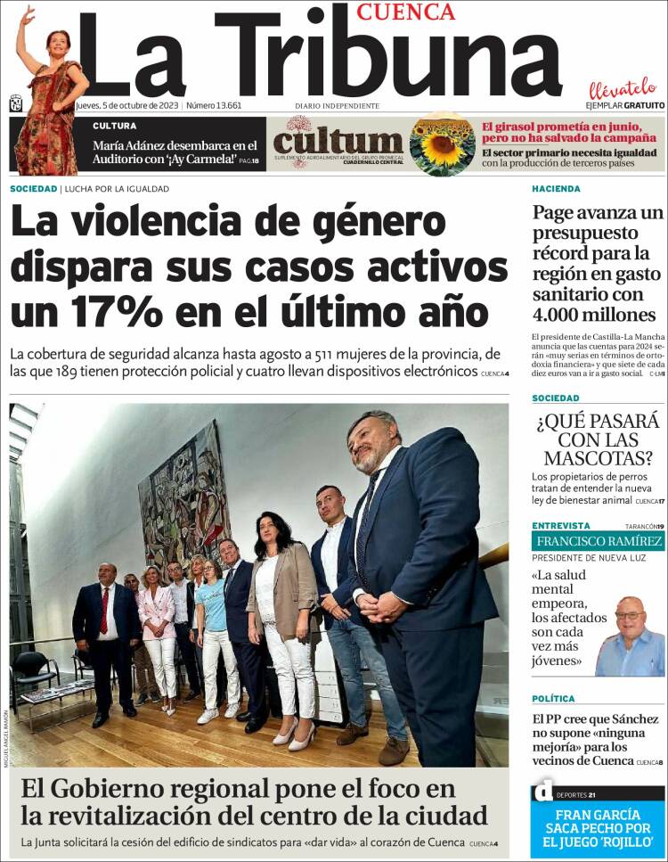 Portada de La Tribuna de Cuenca (España)