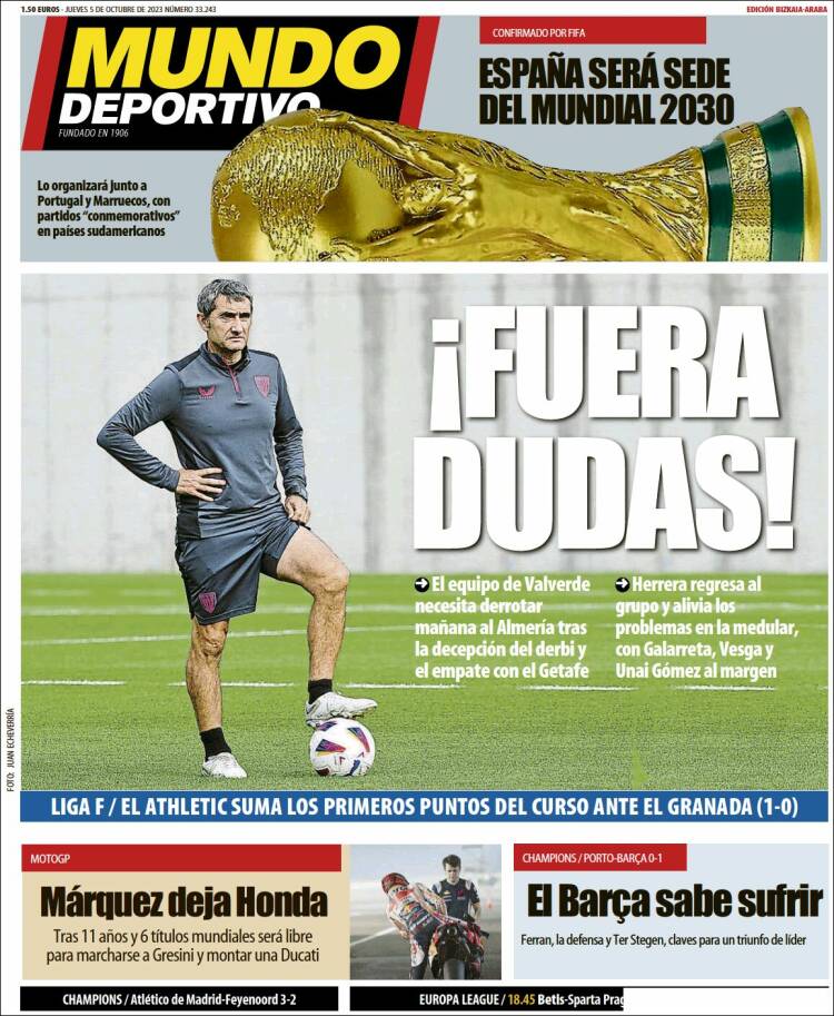 Portada de Mundo Deportivo Bizkaia (España)