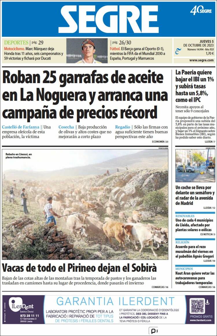 Portada de Segre  (España)