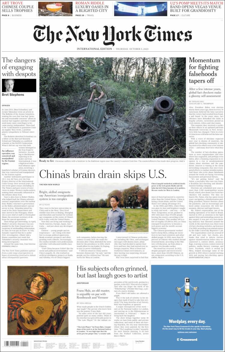 Portada de International New York Times (Europa)