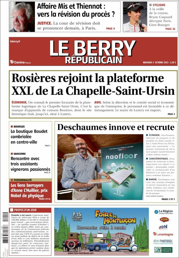 Portada de Berry Republicain (Francia)