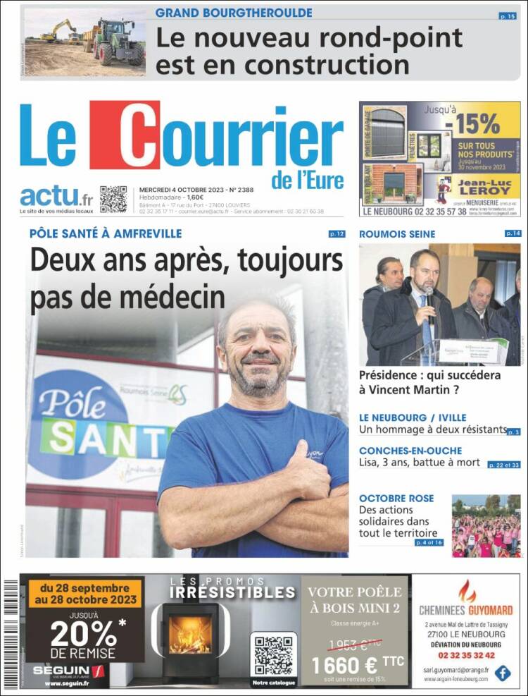 Portada de Le Courrier de l'Ouest (Francia)