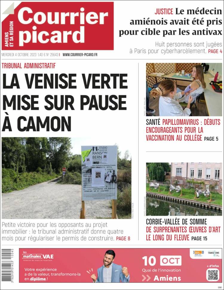 Portada de Courrier Picard (Francia)
