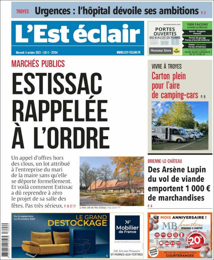 Portada de L'Est Eclair (Francia)